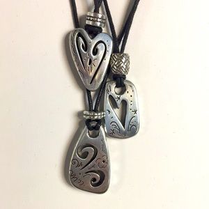Brighton necklace 3 silver tone hearts engraved